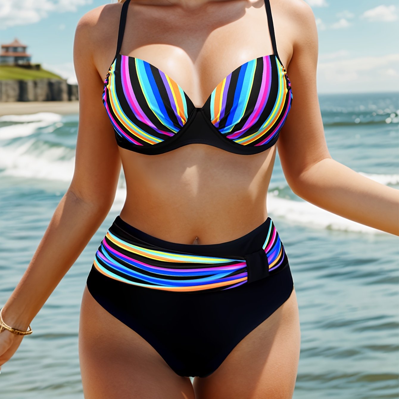 BSGIRL10 - Bikini a righe colorate