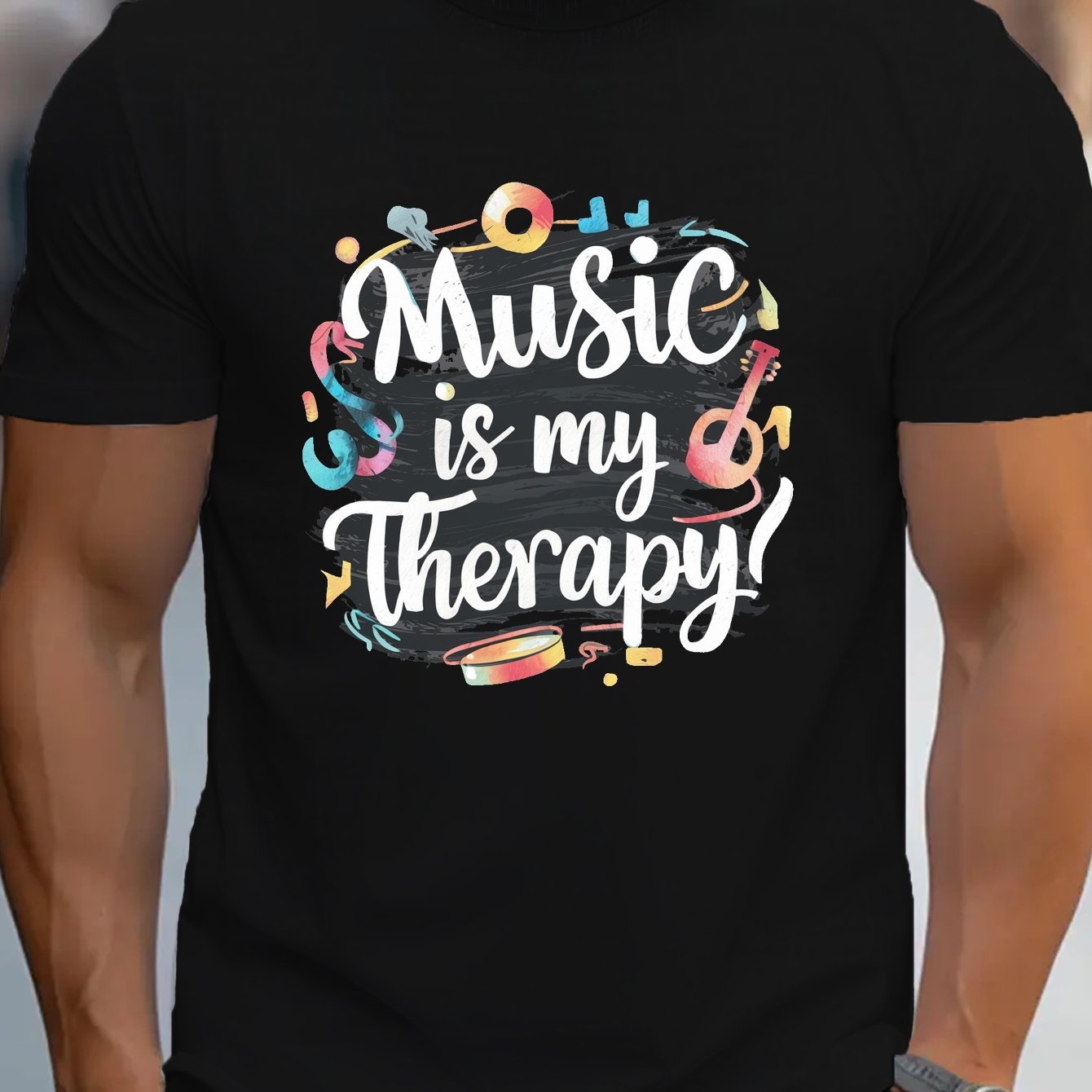 TSHIRT06 - Maglietta in puro cotone Music is My Therapy