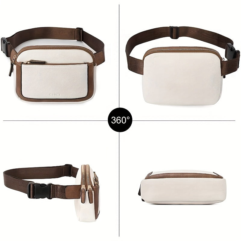 MA04 - Mini borsa a tracolla con motivo a blocchi di colore, leggera e portatile in pelle