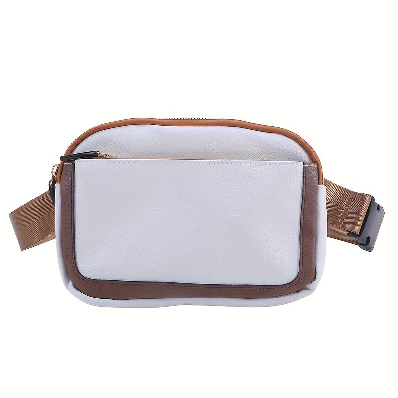 MA04 - Mini borsa a tracolla con motivo a blocchi di colore, leggera e portatile in pelle