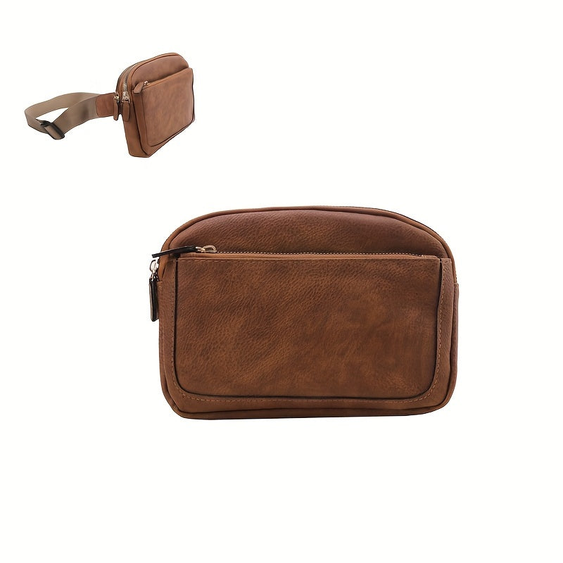 MA04 - Mini borsa a tracolla con motivo a blocchi di colore, leggera e portatile in pelle
