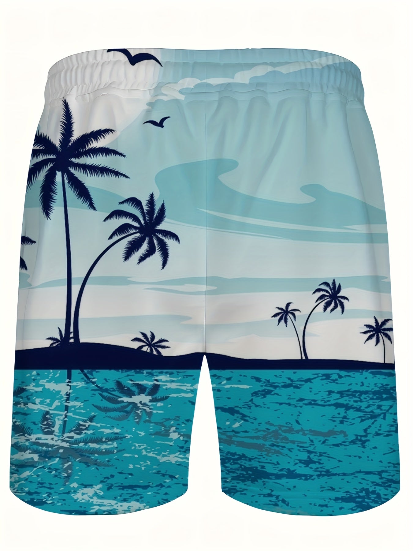 BSMENF09 - Pantaloncini da spiaggia con motivo blu e stampa 3D