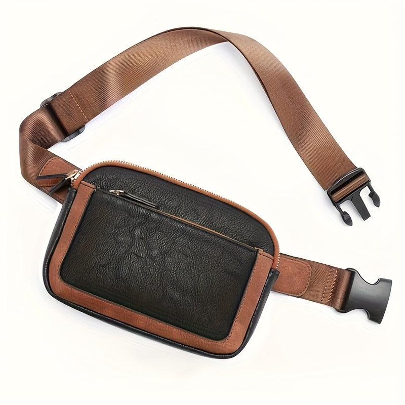 MA04 - Mini borsa a tracolla con motivo a blocchi di colore, leggera e portatile in pelle