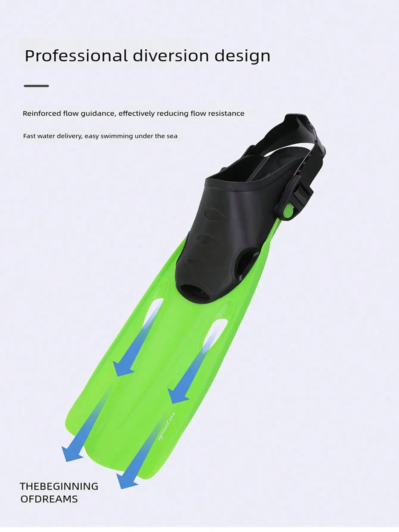 B23 - Snorkeling Fins, Open Heel Swimming Fins With Adjustable Buckles