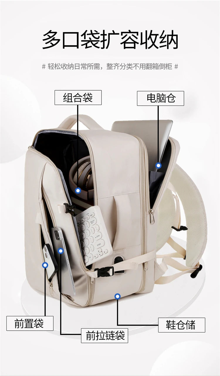 A07 - Large Capacity Waterproof USB Charging Backpack Business Travel Laptop Bag
