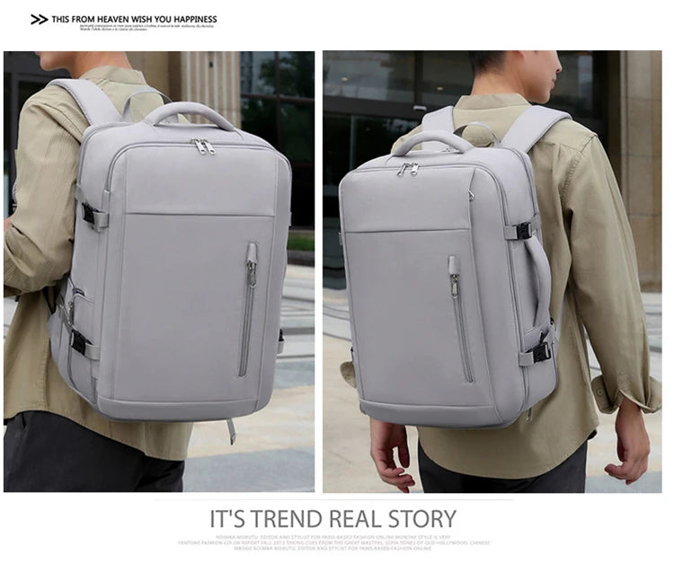 A07 - Large Capacity Waterproof USB Charging Backpack Business Travel Laptop Bag