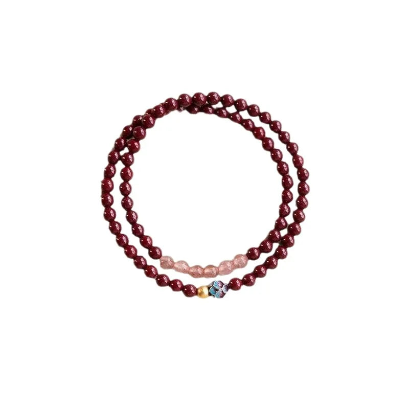 BRAC03 - Bracciale a doppio anello in cinabro viola artificiale