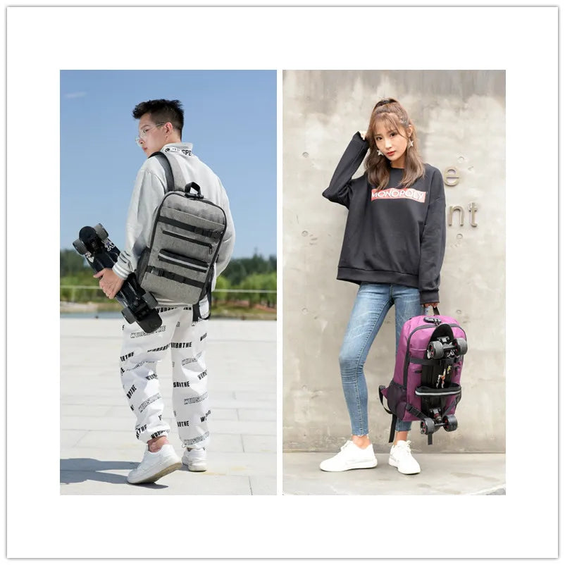 A06 - Skateboard Backpack Anti-theft Password Lock USB Charging Shoulder Bag