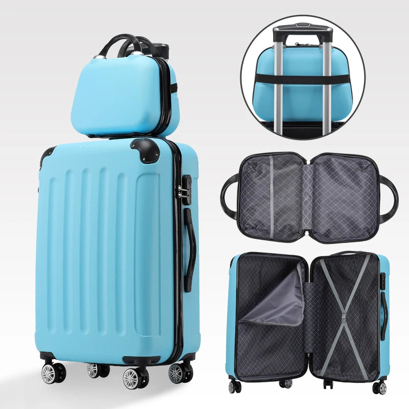 A01 - ABS Set of Suitcases Travelling Bags Luggage Trolley