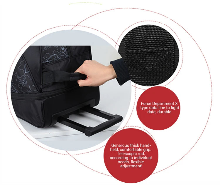 A19 - Foldable Luggage Bag Travel Duffle Trolley bag Rolling Suitcase