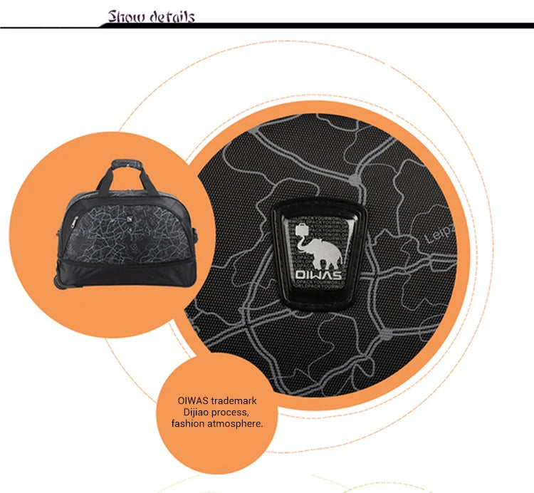 A19 - Foldable Luggage Bag Travel Duffle Trolley bag Rolling Suitcase