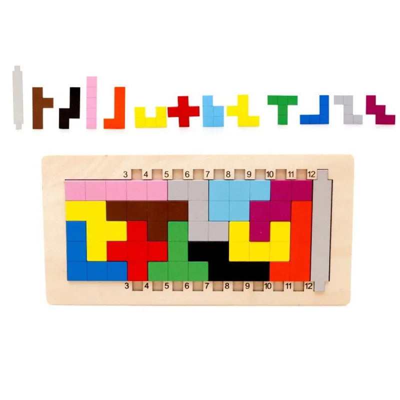 T08 - Colorful Wooden Tangram Game Brain Teaser Puzzle Toys Baby