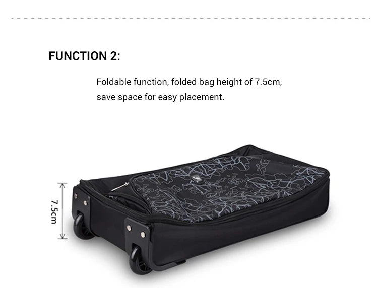 A19 - Foldable Luggage Bag Travel Duffle Trolley bag Rolling Suitcase