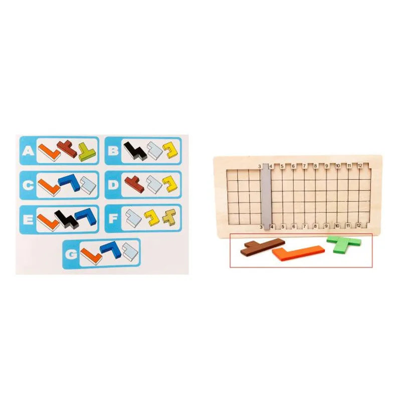 T08 - Colorful Wooden Tangram Game Brain Teaser Puzzle Toys Baby