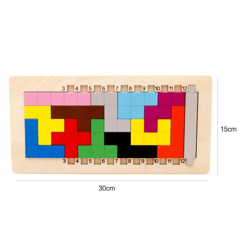 T08 - Colorful Wooden Tangram Game Brain Teaser Puzzle Toys Baby