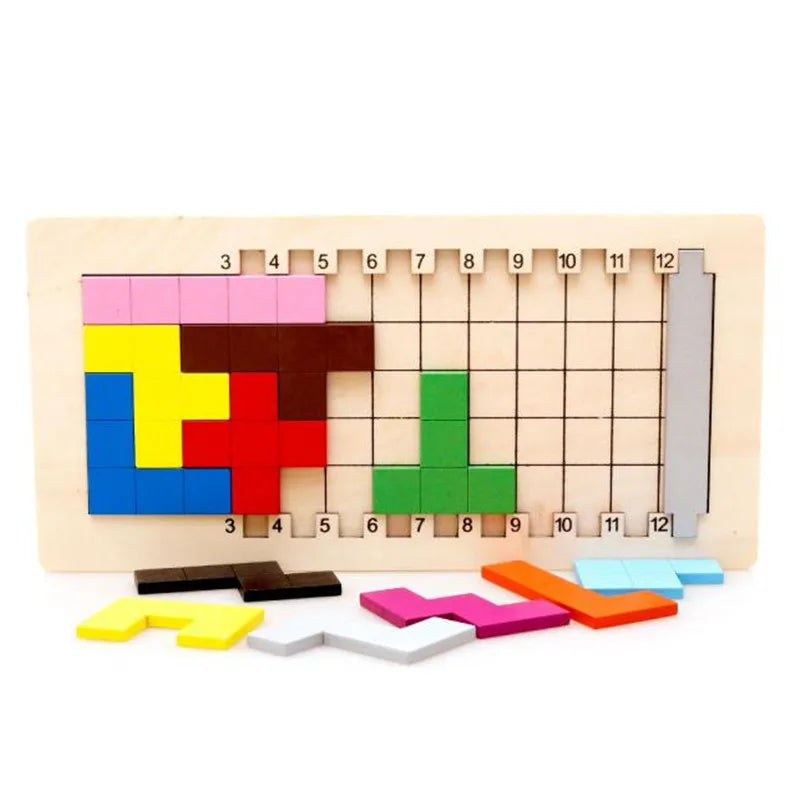 T08 - Colorful Wooden Tangram Game Brain Teaser Puzzle Toys Baby