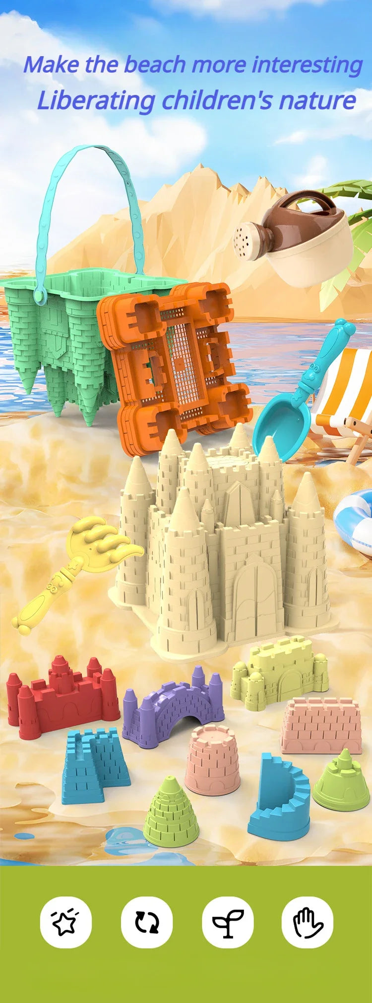 B27 - Beach Castle Bucket Play Sand Set Toys