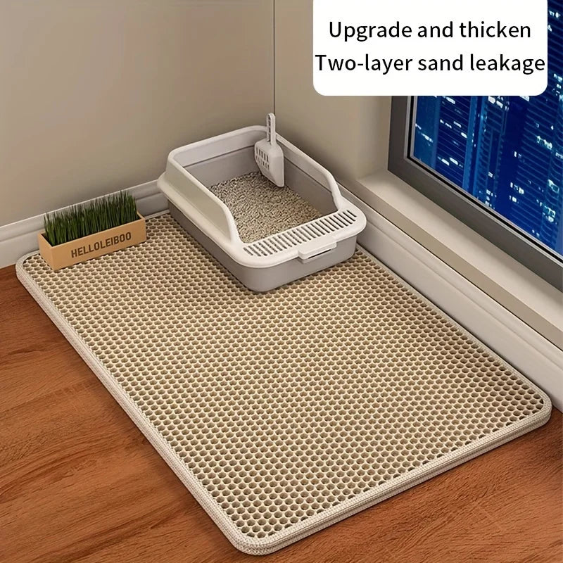 P07 - Large Size Cat Litter Mat-Advanced Honeycomb Double Layer Design,Urine Waterproof