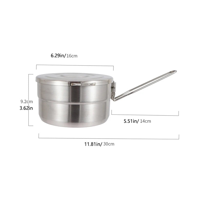 M07 - Camping Portable Cooking Pot, Stainless Steel