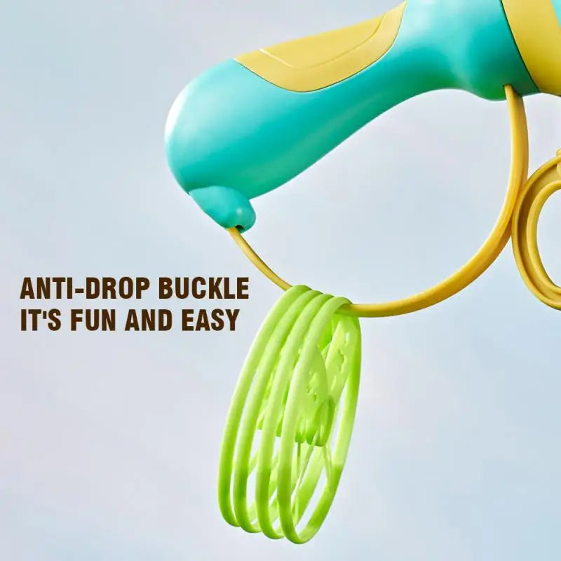 T15 - Kids Flying Saucer Disc Launcher Frog Catapult Flying Toys Pull String UFO