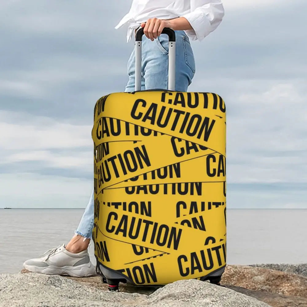A113 - Caution Tape Pattern Suitcase Cover Crime Scene