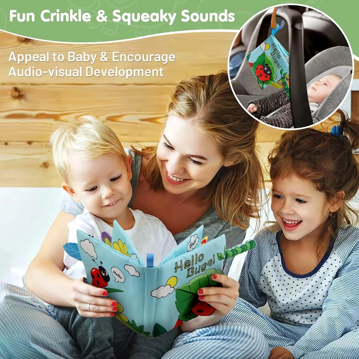 T04 - Baby Soft Books Toys Crinkle Cloth Book Marine Animal Tails