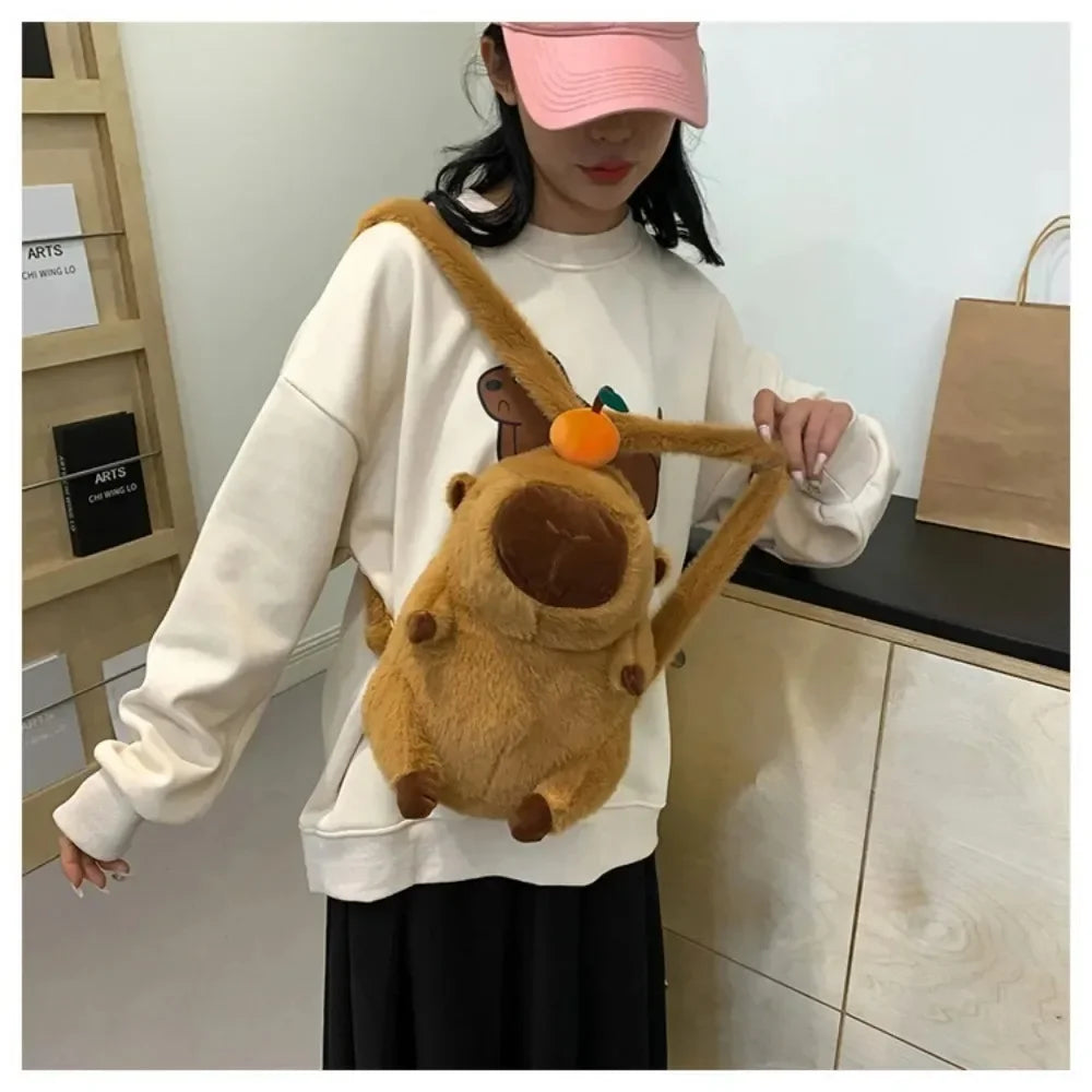 T16 - Capybara Plush Backpack Kawaii Fashion Plushie Doll