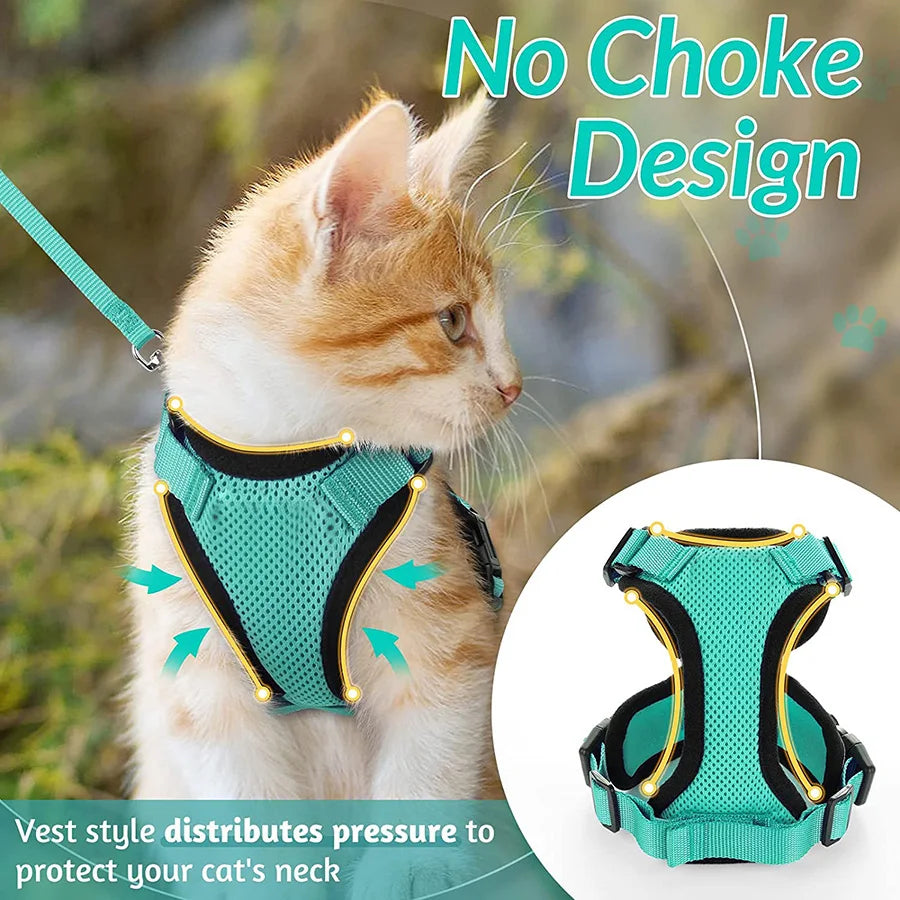 P06 - Cat Harness and Leash for Walking, Escape Proof Soft Adjustable Vest Harnesses for Cats