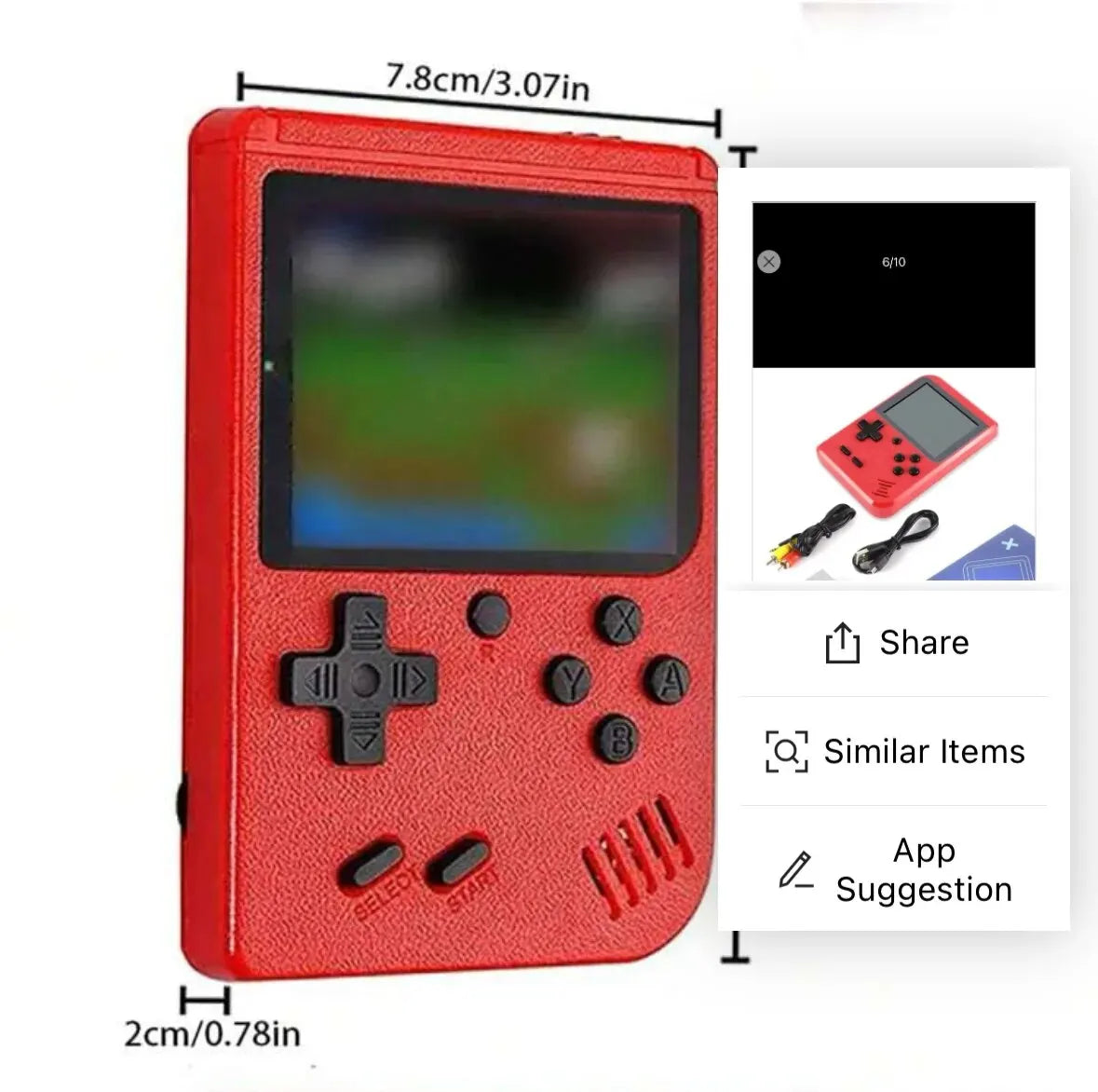 T03 - A Red Retro Classic Games Children's Handheld Small Game Console