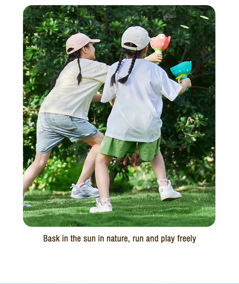 T15 - Kids Flying Saucer Disc Launcher Frog Catapult Flying Toys Pull String UFO