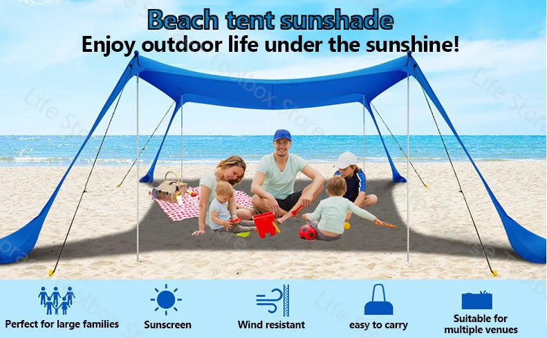 M12 - Camping Tent Windproof Pop Up Awning Outdoor Beach Sun Shade
