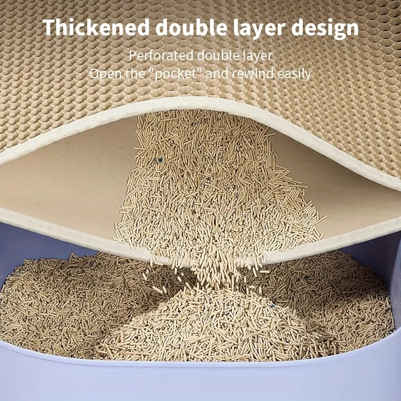 P07 - Large Size Cat Litter Mat-Advanced Honeycomb Double Layer Design,Urine Waterproof
