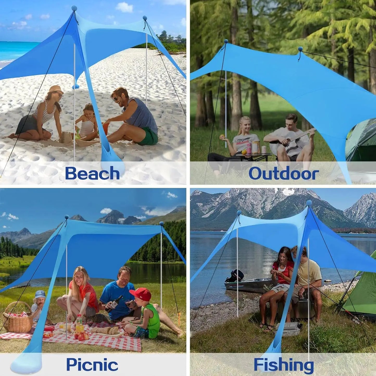 M12 - Camping Tent Windproof Pop Up Awning Outdoor Beach Sun Shade