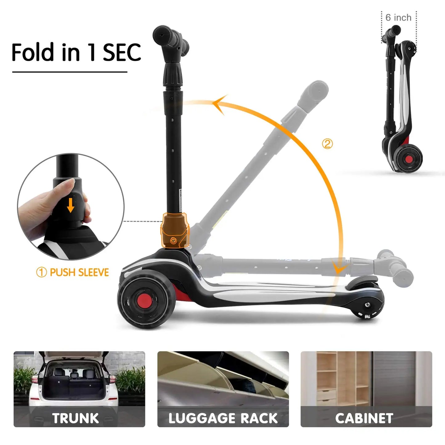 T01 - Scooter for Kids Ages 3-12 Years with 3 Wheel LED Lights