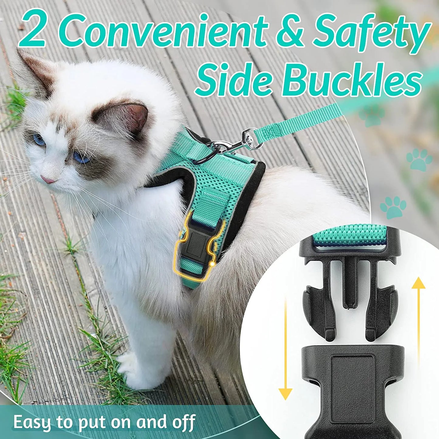 P06 - Cat Harness and Leash for Walking, Escape Proof Soft Adjustable Vest Harnesses for Cats