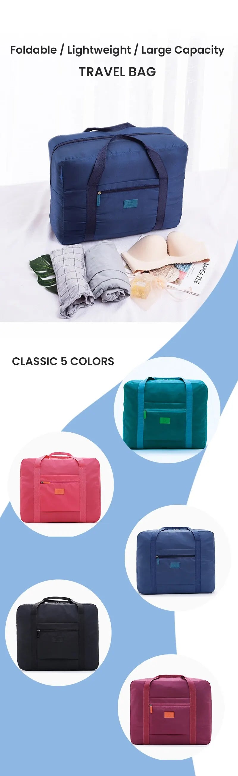 A09 - Foldable Travel Duffel Bag Lightweight Travel Bag