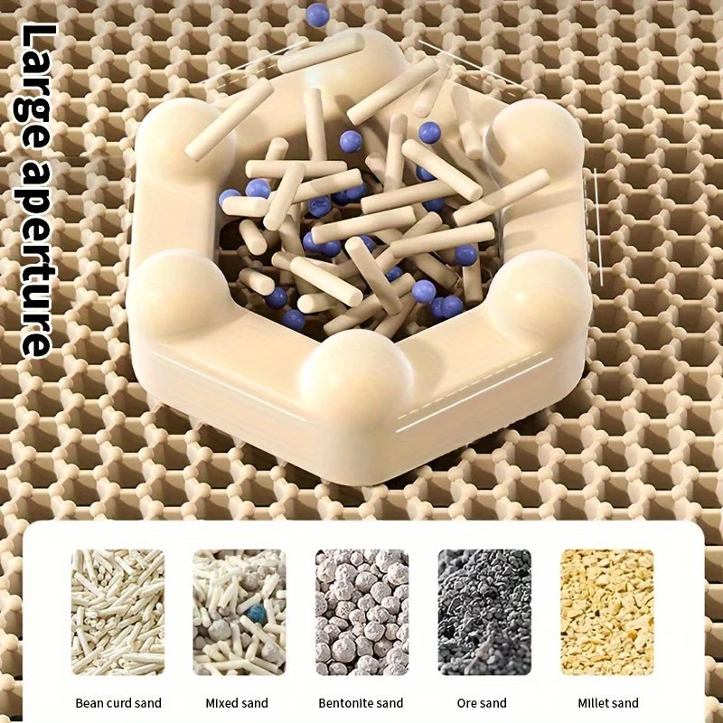 P07 - Large Size Cat Litter Mat-Advanced Honeycomb Double Layer Design,Urine Waterproof