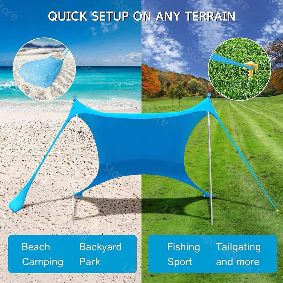 M12 - Camping Tent Windproof Pop Up Awning Outdoor Beach Sun Shade