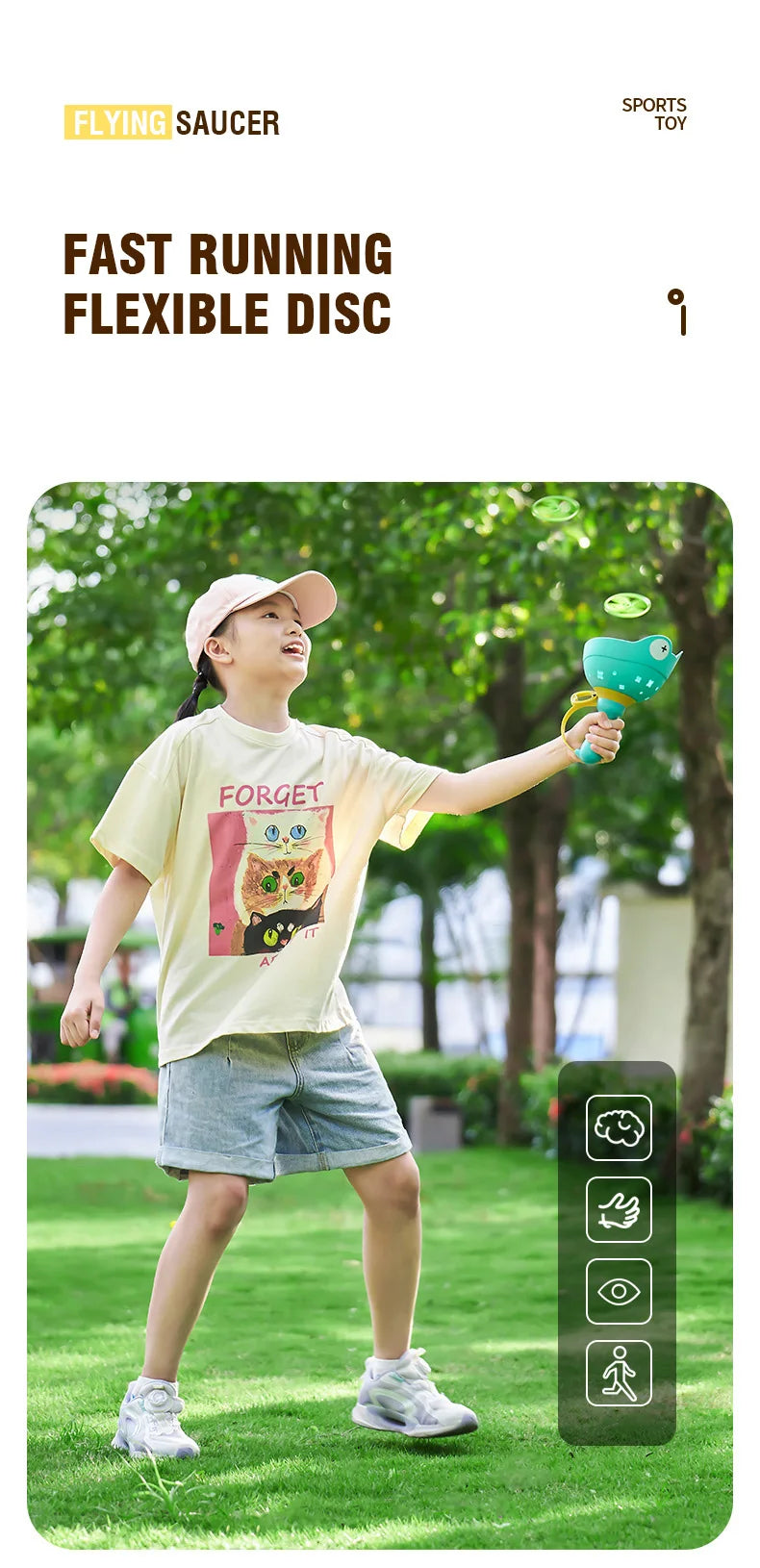 T15 - Kids Flying Saucer Disc Launcher Frog Catapult Flying Toys Pull String UFO