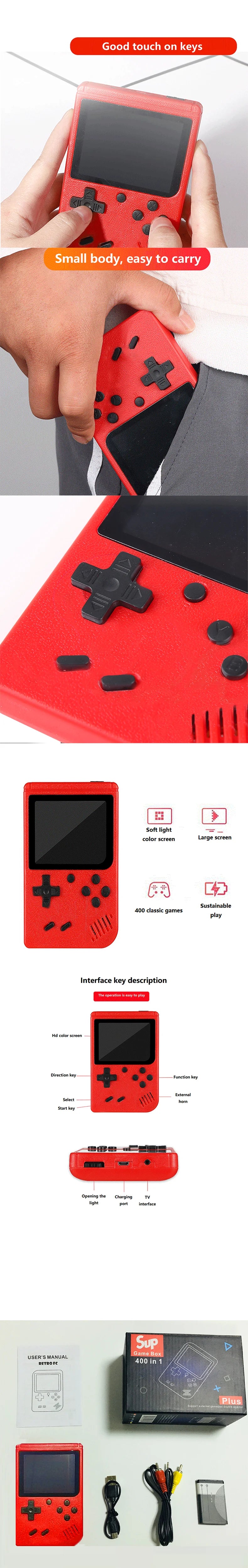 T03 - A Red Retro Classic Games Children's Handheld Small Game Console