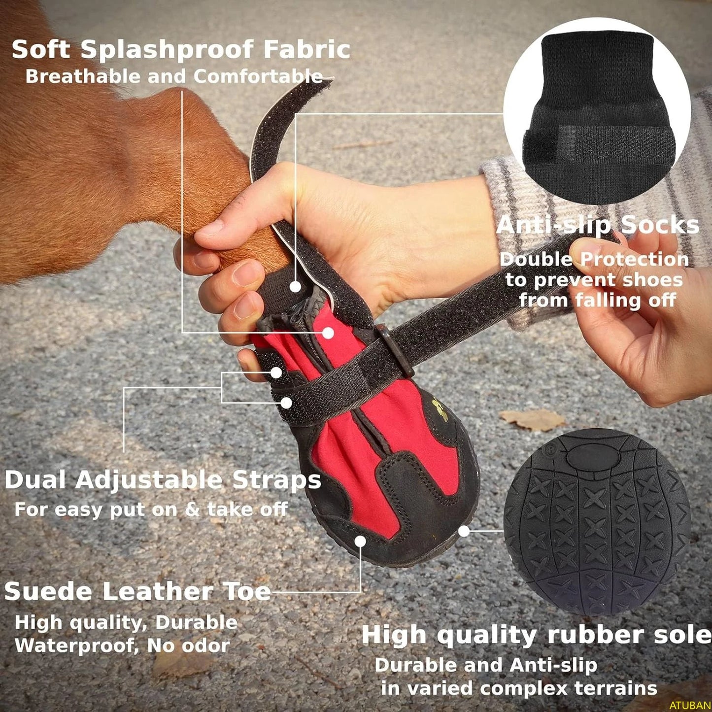 P15 - Dog Shoes,Waterproof Dog Boots Adjustable Reflective Straps