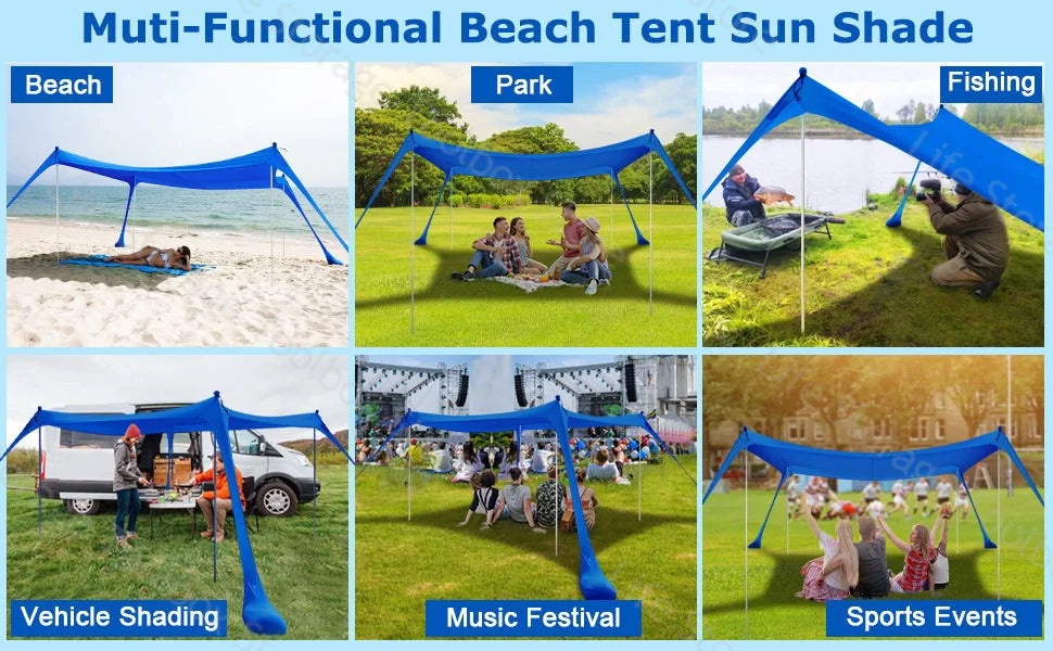 M12 - Camping Tent Windproof Pop Up Awning Outdoor Beach Sun Shade