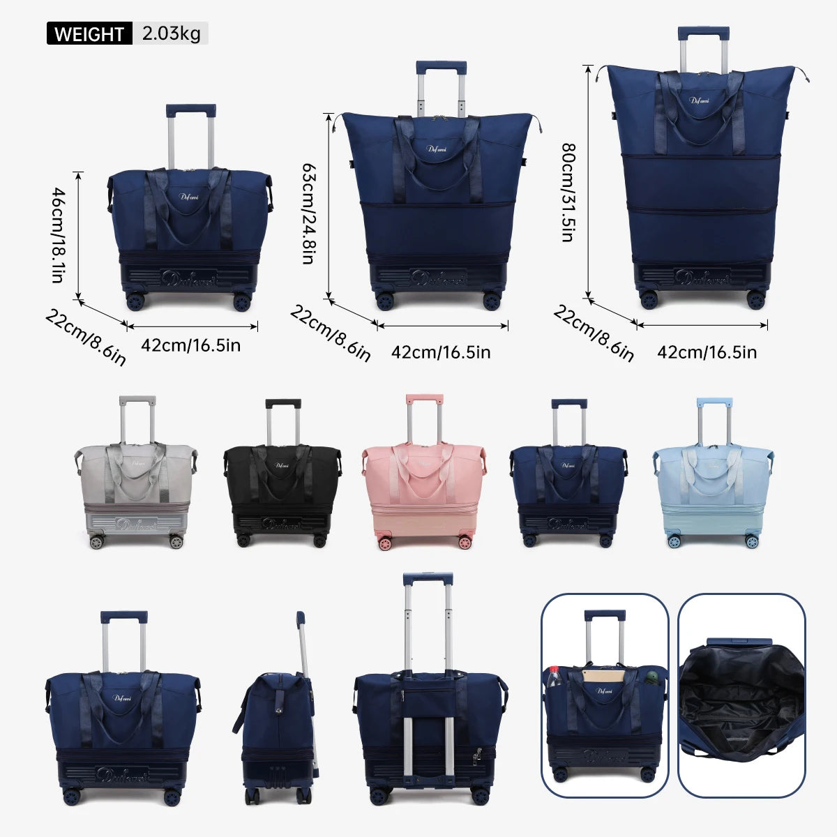 A20 - Pulley Luggage Bag, Universal Wheel Travel Bag