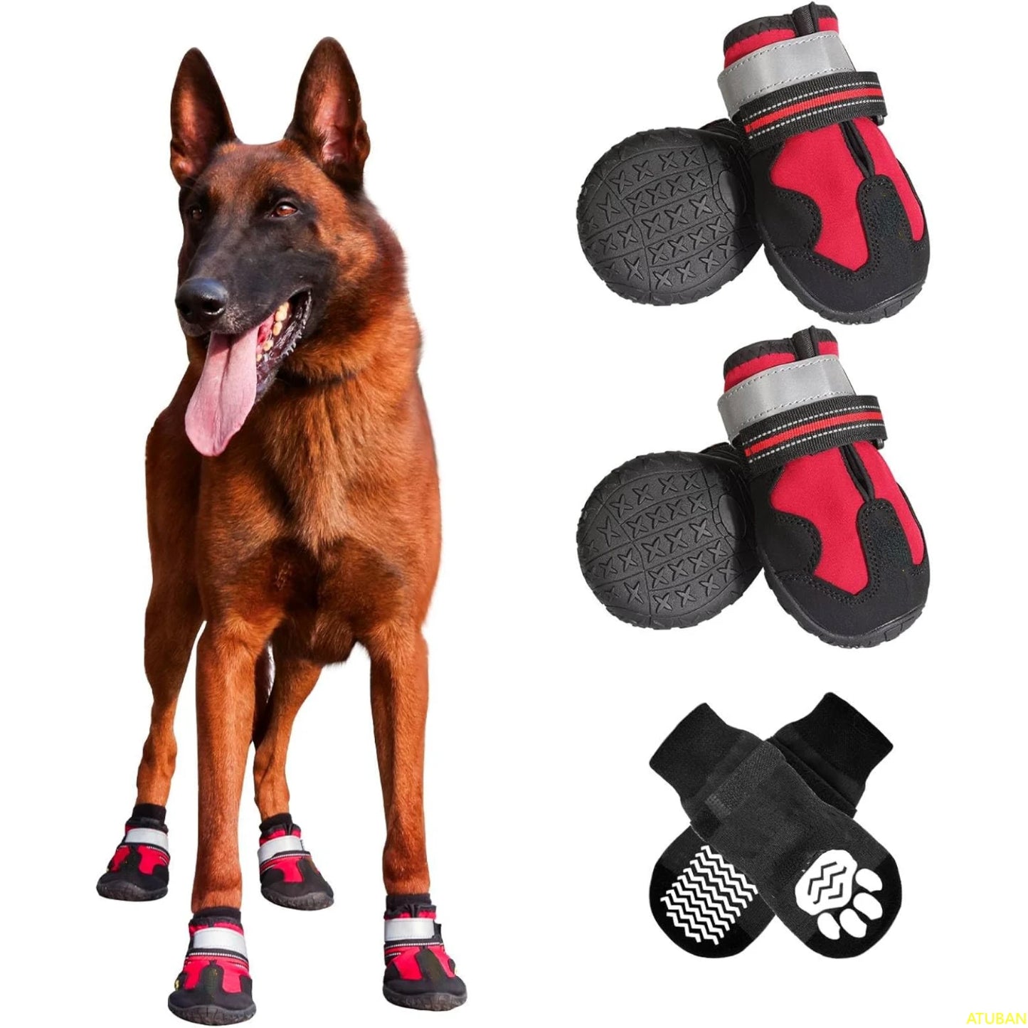 P15 - Dog Shoes,Waterproof Dog Boots Adjustable Reflective Straps