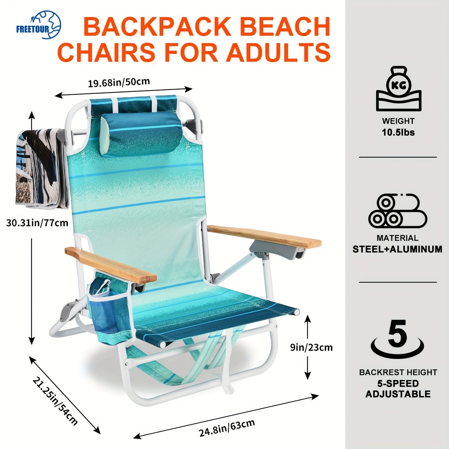 B10 - Adult backpack beach chair with beach towel