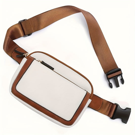 MA04 - Mini borsa a tracolla con motivo a blocchi di colore, leggera e portatile in pelle