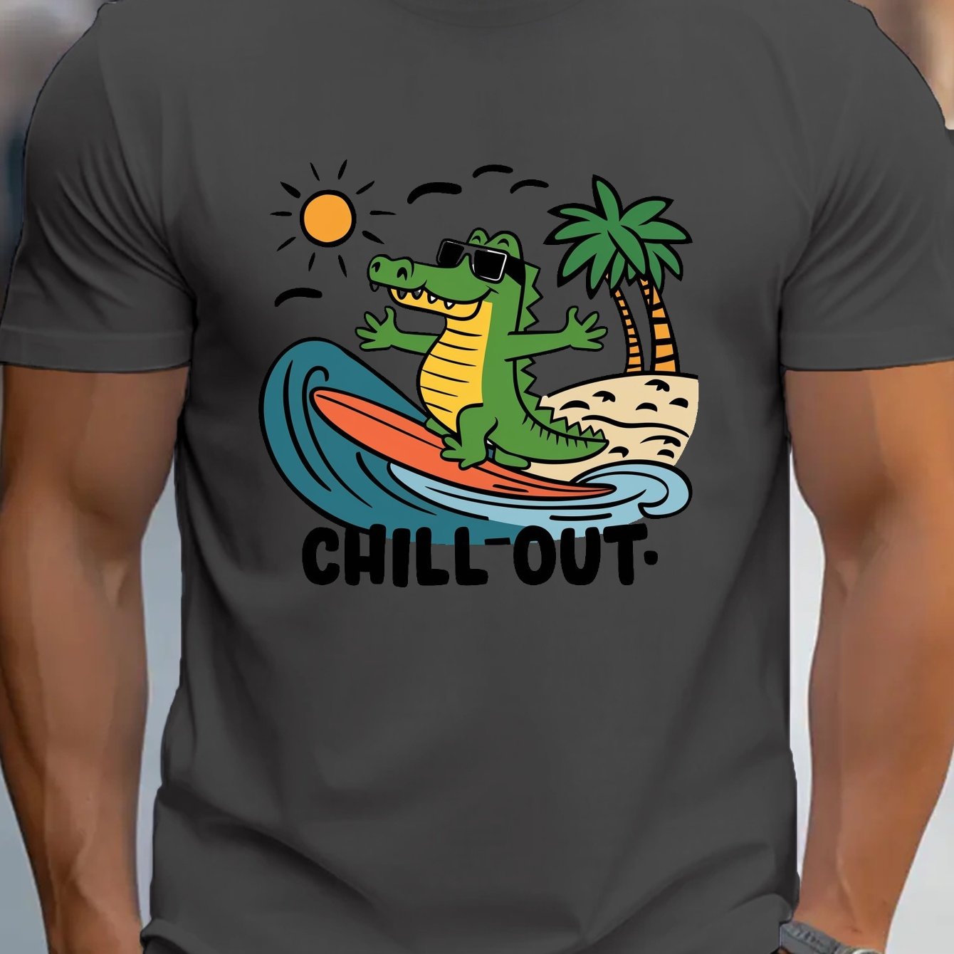 TSHIRT03 - Maglietta in puro cotone coccodrillo Surfing Chill Out