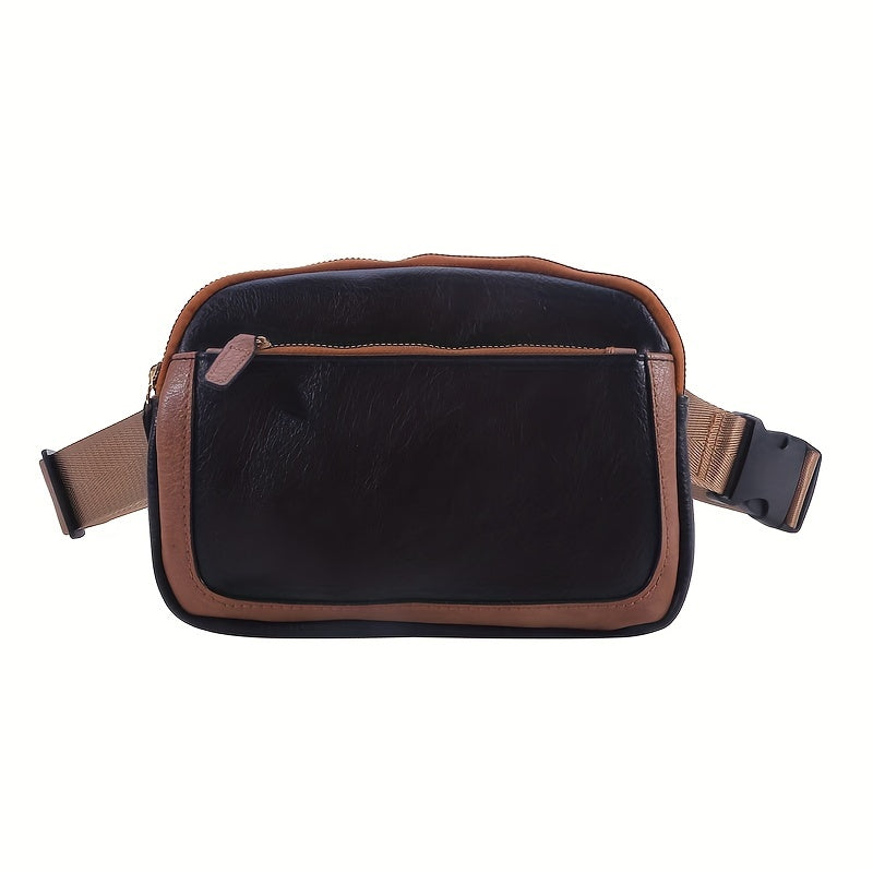 MA04 - Mini borsa a tracolla con motivo a blocchi di colore, leggera e portatile in pelle
