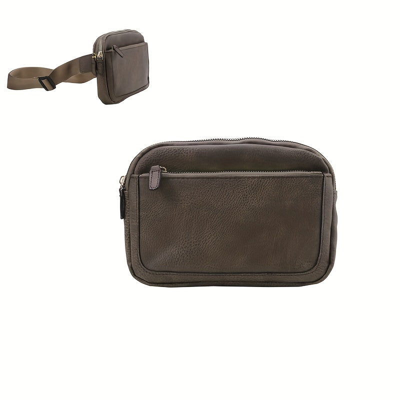 MA04 - Mini borsa a tracolla con motivo a blocchi di colore, leggera e portatile in pelle