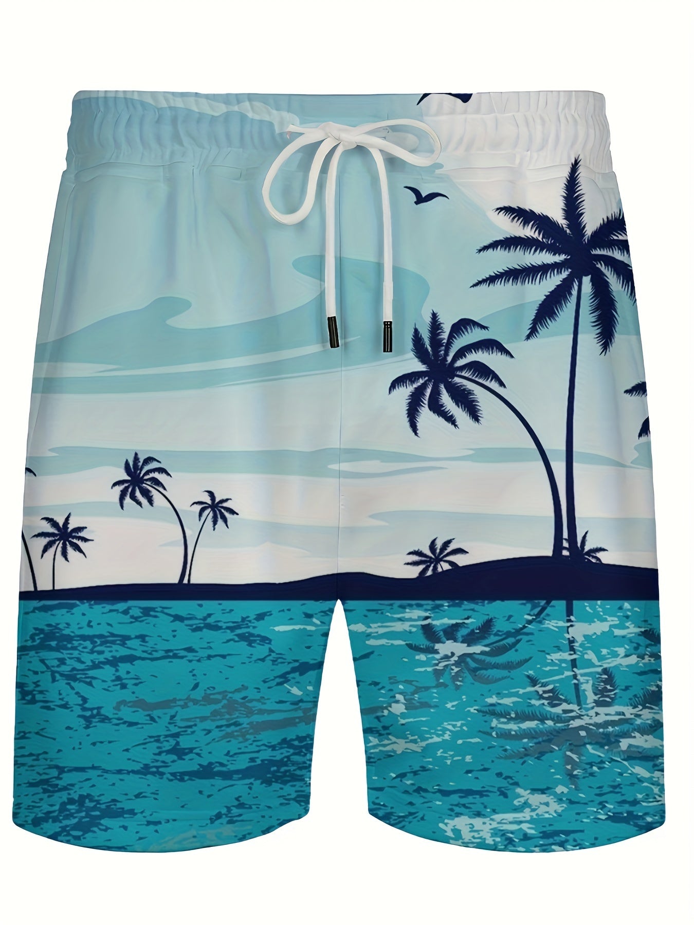 BSMENF09 - Pantaloncini da spiaggia con motivo blu e stampa 3D